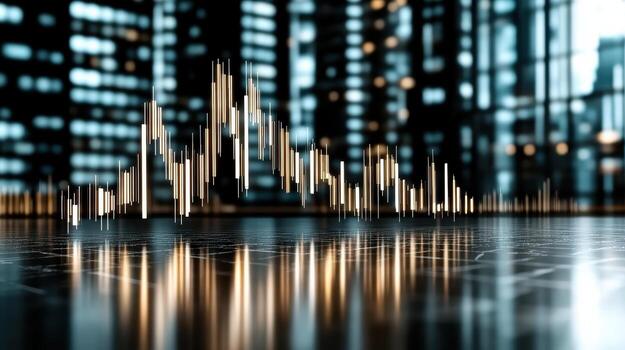 Dynamic line chart with sharp spikes and drops, showcasing financial trends in modern setting photo