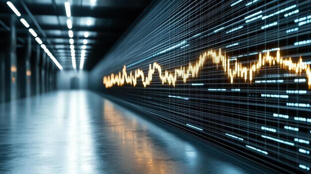 Dynamic line chart with sharp spikes and drops, showcasing data trends in modern setting photo