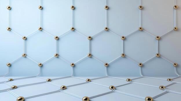 Abstract geometric pattern with interconnected lines and spheres, creating modern aesthetic photo