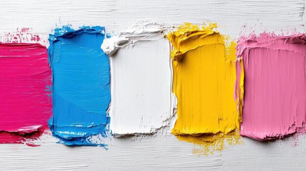 Vibrant paint strokes in primary colors create lively and artistic composition photo