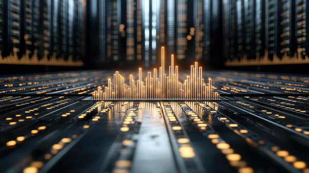 digital visualización de datos análisis con brillante barras representando crecimiento y tendencias foto
