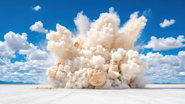 polvo nube creciente desde revisado explosión en contra azul cielo, creando dramático escena foto