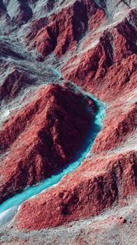 River flows through desert mountains photo