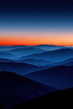 majestuoso crepúsculo terminado en capas montaña rangos foto