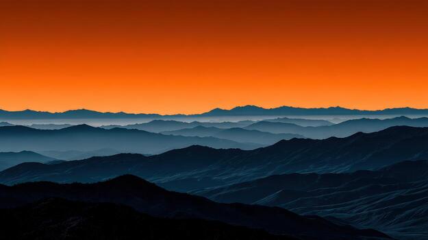 Mesmerizing sunset over mountain ranges photo