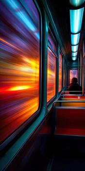 Sunset from a moving city vehicle photo