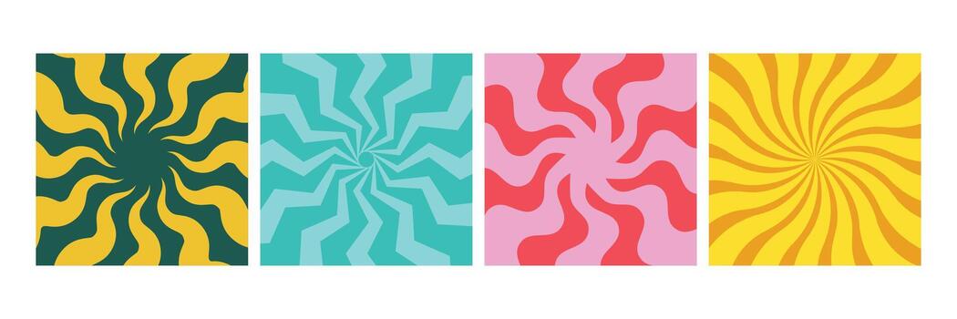 Groovy Spiral Burst Retro Psychedelic Abstract Pattern background. vector