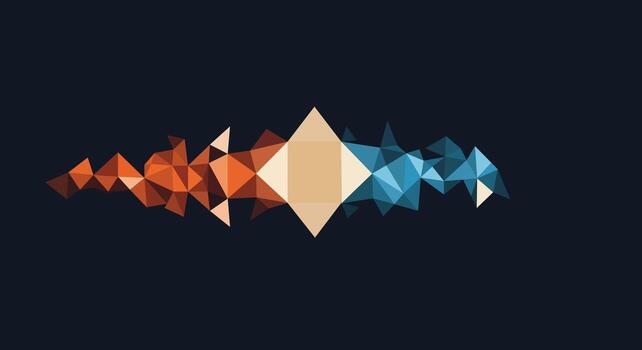 Geometric paper art illustration featuring a flying origami crane and a triangular paper plane on a blue textured background vector