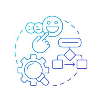 Process flow blue gradient concept icon. Sequence of steps involved in completing. Gap analysis tool. Round shape line illustration. Abstract idea. Graphic design. Easy to use in blog post vector