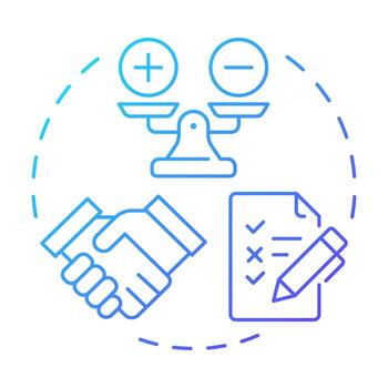 Bargaining blue gradient concept icon. Try to regain control. Five stages of grief. Organizational change management. Round shape line illustration. Abstract idea. Graphic design. Easy to use vector