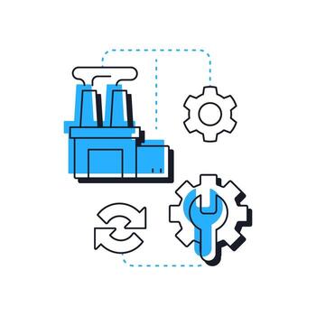 Adjustment strategy modern linear concept icon. Flexible resources increasing. Capacity management regulation. Flat outline elements connected with dotted lines. Creative visual. Easy to edit vector