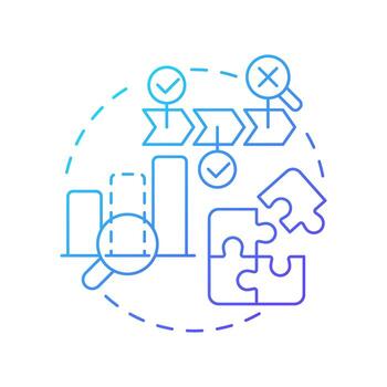 Gap analysis blue gradient concept icon. Comparing current and future states to highlight discrepancies. Round shape line illustration. Abstract idea. Graphic design. Easy to use in blog post vector