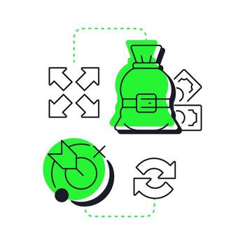 asignación moderno lineal concepto icono. recursos planificación y control. paso en capacidad administración procesos. plano contorno elementos conectado con punteado líneas. creativo visual. fácil a editar vector