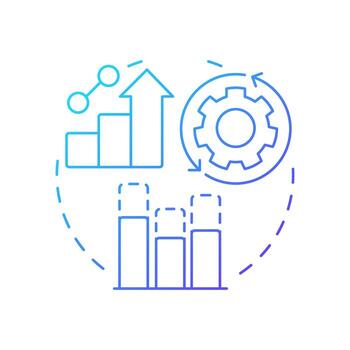 Performance gap analysis blue gradient concept icon. Find inefficiencies, underperformance and process failures. Round shape line illustration. Abstract idea. Graphic design. Easy to use in blog post vector