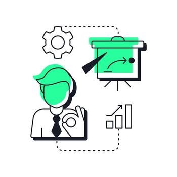 Better project planning modern linear concept icon. Structured organization. Benefit of capacity management. Flat outline elements connected with dotted lines. Creative visual. Easy to edit vector