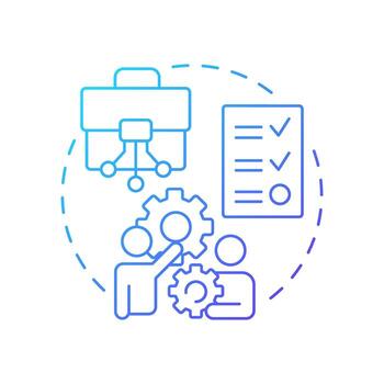 Work blue gradient concept icon. Tasks, responsibilities, workflows. Nadler Tushman congruence framework. Round shape line illustration. Abstract idea. Graphic design. Easy to use in blog post vector