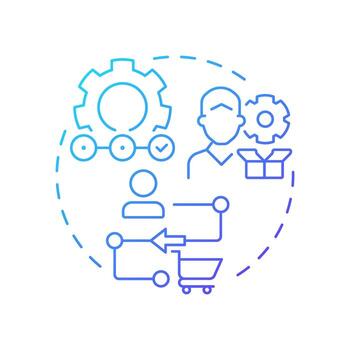 Service blueprint blue gradient concept icon. Diagram of customer and organization delivery. Gap analysis tool. Round shape line illustration. Abstract idea. Graphic design. Easy to use in blog post vector