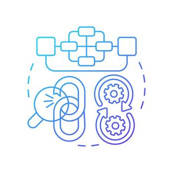 Nadler Tushman model blue gradient concept icon. Reveal mismatches causing inefficiencies. Gap analysis tool. Round shape line illustration. Abstract idea. Graphic design. Easy to use in blog post vector