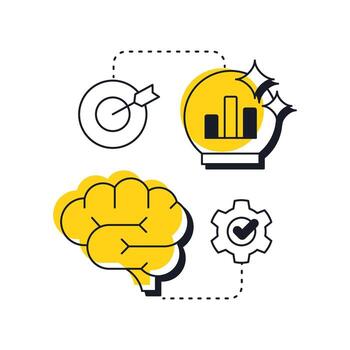 Demand forecast accuracy modern linear concept icon. Better alignment of resources. Capacity management metric. Flat outline elements connected with dotted lines. Creative visual. Easy to edit vector