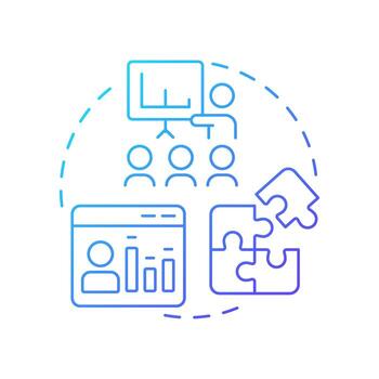 Skills gap analysis blue gradient concept icon. HR teams aligning talent strategies. Organization development. Round shape line illustration. Abstract idea. Graphic design. Easy to use in blog post vector