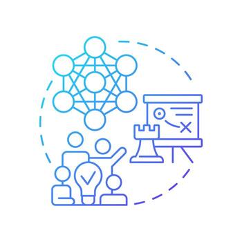 McKinsey 7S blue gradient concept icon. Diagnostic framework for evaluating organization. Gap analysis tool. Round shape line illustration. Abstract idea. Graphic design. Easy to use in blog post vector
