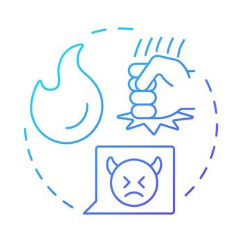 Anger blue gradient concept icon. Frustration and resentment. Five stages of grief. Organizational change management. Round shape line illustration. Abstract idea. Graphic design. Easy to use vector