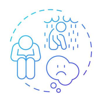 Depression blue gradient concept icon. Feeling overwhelmed. Five stages of grief. Organizational change management. Round shape line illustration. Abstract idea. Graphic design. Easy to use vector