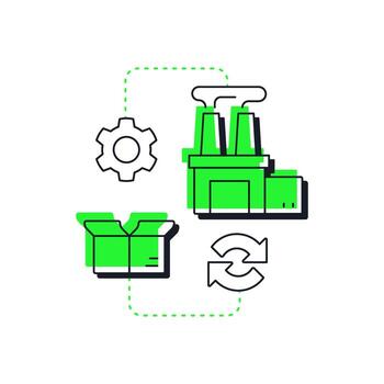 Production capacity management modern linear concept icon. Aligning manufacturing capabilities with demand. Flat outline elements connected with dotted lines. Creative visual. Easy to edit vector