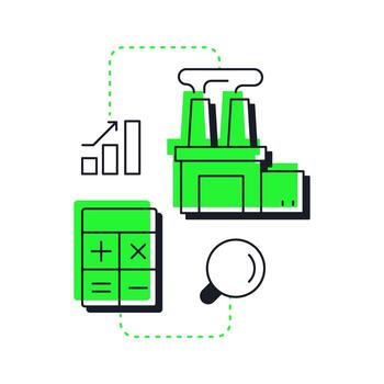 medición moderno lineal concepto icono. recursos datos reunión. paso en capacidad organización procesos. plano contorno elementos conectado con punteado líneas. creativo visual. fácil a editar vector