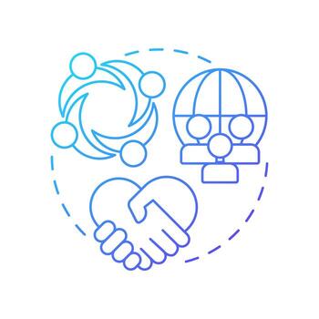 Culture blue gradient concept icon. Shared values, beliefs, behaviors. Nadler Tushman congruence framework. Round shape line illustration. Abstract idea. Graphic design. Easy to use in blog post vector