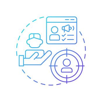 Empathy map blue gradient concept icon. Understanding organization perspectives. Gap analysis tool. Business. Round shape line illustration. Abstract idea. Graphic design. Easy to use in blog post vector