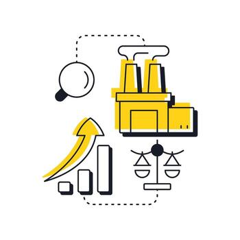 Capacity utilization rates modern linear concept icon. Identify waste and overuse. Resource management metric. Flat outline elements connected with dotted lines. Creative visual. Easy to edit vector