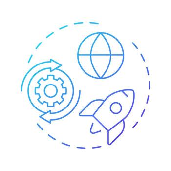 Transformational changes blue gradient concept icon. Deep, radical shifts in company. Type of organizational shift. Round shape line illustration. Abstract idea. Graphic design. Easy to use vector