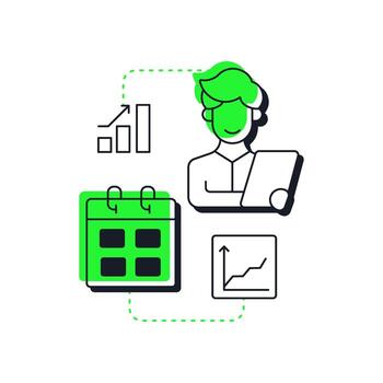 personal capacidad administración moderno lineal concepto icono. previsión labor necesidades. humano recursos organización. plano contorno elementos conectado con punteado líneas. creativo visual. fácil a editar vector