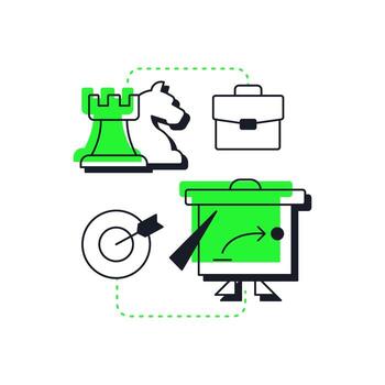 Strategic capacity management modern linear concept icon. Sufficient resources amount to meet future growth. Flat outline elements connected with dotted lines. Creative visual. Easy to edit vector