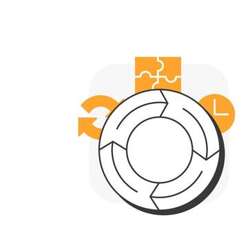 Iterative model flat outline concept icon. Product development, workflow organization. Cycle diagram, business. Modern line illustration with orange glyphs. Conceptual visual. Easy to edit vector