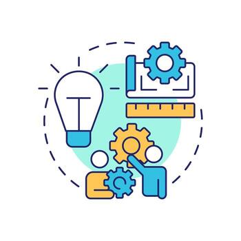 Prototype development multi color concept icon. Creating working model of product. Innovation funnel. Round shape line illustration. Abstract idea. Graphic design. Easy to use in brochure vector