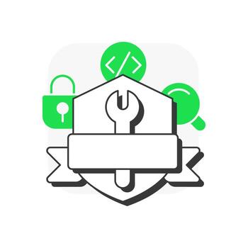 seguridad pruebas plano contorno concepto icono. acceso control. datos cifrado, la seguridad cibernética. binario código. moderno línea ilustración con verde glifos. conceptual visual. fácil a editar vector