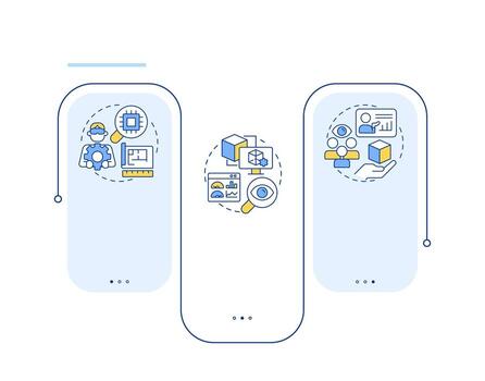 niveles de tecnología preparación rectángulo infografía . desarrollo etapa gestión. datos visualización con 3 pasos. editable rectangular opciones gráfico vector