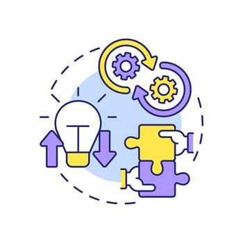 acoplado abierto innovación multi color concepto icono. combinación de fuera de en y dentro fuera estrategias. redondo forma línea ilustración. resumen idea. gráfico diseño. fácil a utilizar en folleto vector