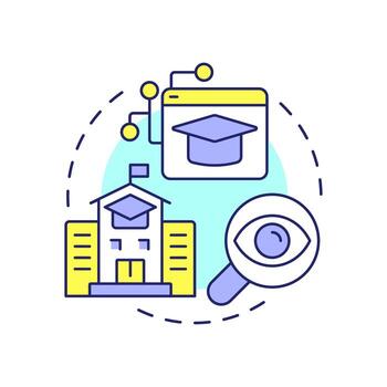University multi color concept icon. Knowledge producers and talent developers facility. Triple helix model. Round shape line illustration. Abstract idea. Graphic design. Easy to use in brochure vector