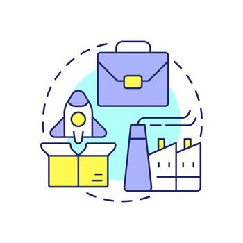 Industry multi color concept icon. Commercial and entrepreneurial component of innovations. Triple helix model. Round shape line illustration. Abstract idea. Graphic design. Easy to use in brochure vector