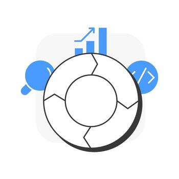 prueba ciclo cierre plano contorno concepto icono. negociación, acuerdo. aprobatorio, garantía. datos organización. moderno línea ilustración con azul glifos. conceptual visual. fácil a editar vector