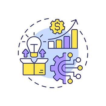 Inside out open innovation multi color concept icon. Outward transfer of internal knowledge and technologies. Round shape line illustration. Abstract idea. Graphic design. Easy to use in brochure vector