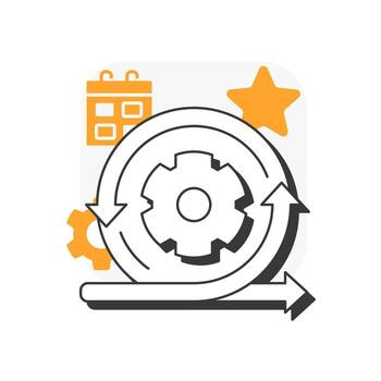 ágil modelo plano contorno concepto icono. calendario organización, hora gestión. trabajo en equipo eficiente, flujo de trabajo. moderno línea ilustración con naranja glifos. conceptual visual. fácil a editar vector