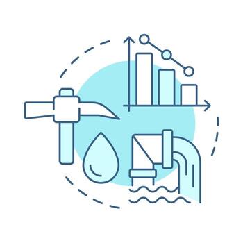 Overuse of water resources soft blue concept icon. Unsustainable use danger. Cause of freshwater scarcity. Round shape line illustration. Abstract idea. Graphic design. Easy to use in booklet vector