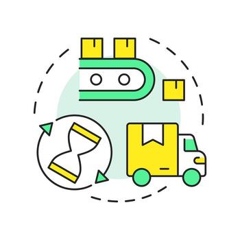 Just in time inventory multi color concept icon. Reserving materials for actual need. Resources management method. Round shape line illustration. Abstract idea. Graphic design. Easy to use in article vector
