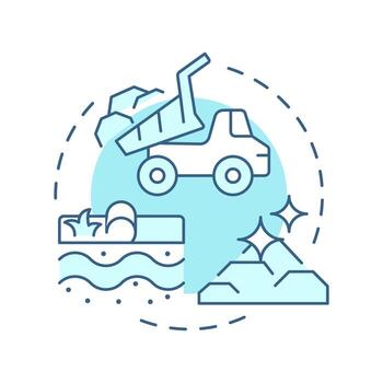 Placement of clean sediment soft blue concept icon. Adding uncontaminated soil. Phase of wetland restoration. Round shape line illustration. Abstract idea. Graphic design. Easy to use in booklet vector