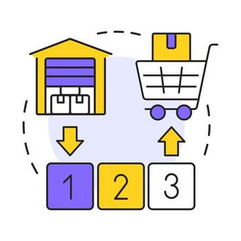FIFO multi color concept icon. First in, first out for selling. Inventory management method and technique. Round shape line illustration. Abstract idea. Graphic design. Easy to use in article vector