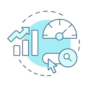 SEO soft blue concept icon. Statistical chart, meter. Metric analysis, web search. Round shape line illustration. Abstract idea. Graphic design. Easy to use in presentation, infographic vector